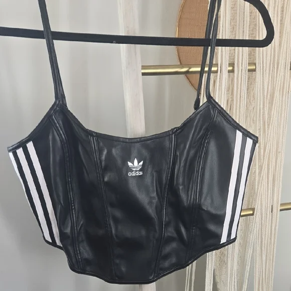 Adidas Black Leather Strappy Top - Picture 2 of 4